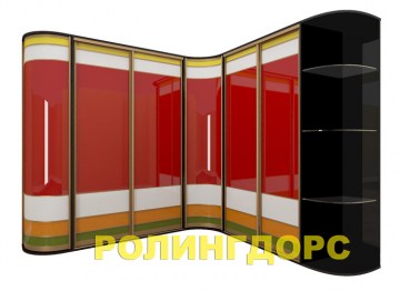 Угловой шкаф-купе в спальню с дверьми в акриле