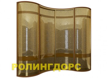 Угловой радиусный шкаф-купе в золотой коже