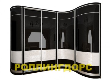 Шкаф угловой черный глянцевый с радиусными дверьми
