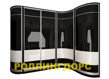Шкаф угловой черный глянцевый с радиусными дверьми