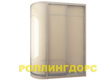 Угловой радиусный шкаф-купе в бежевом глянце